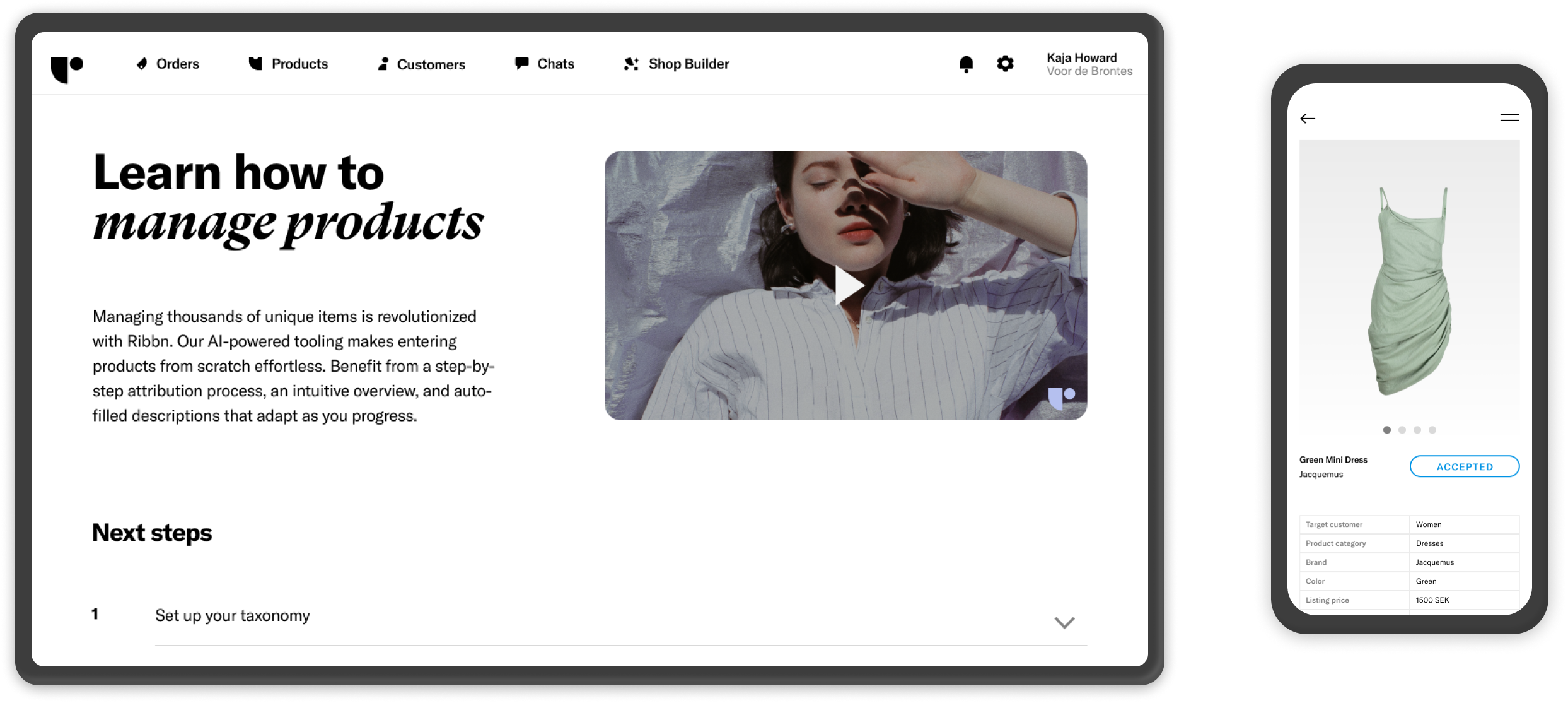 Manage products banner
